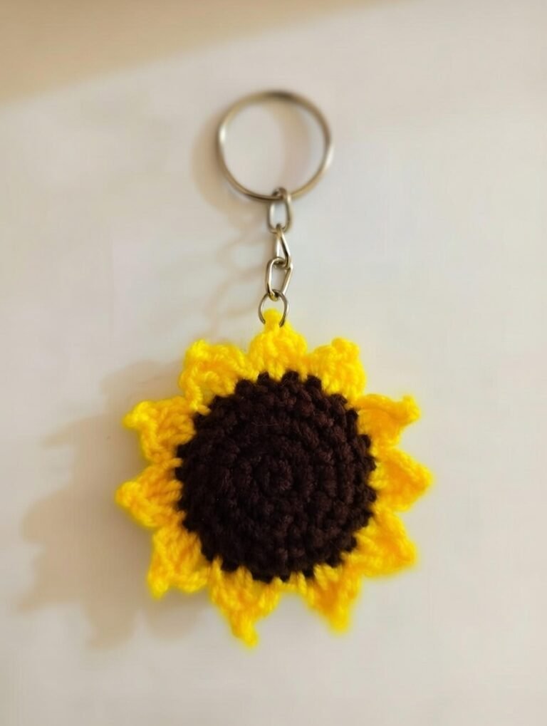 Crochet keychain in Sunflower Design