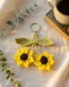 Twin Sunflower Crochet Keychain