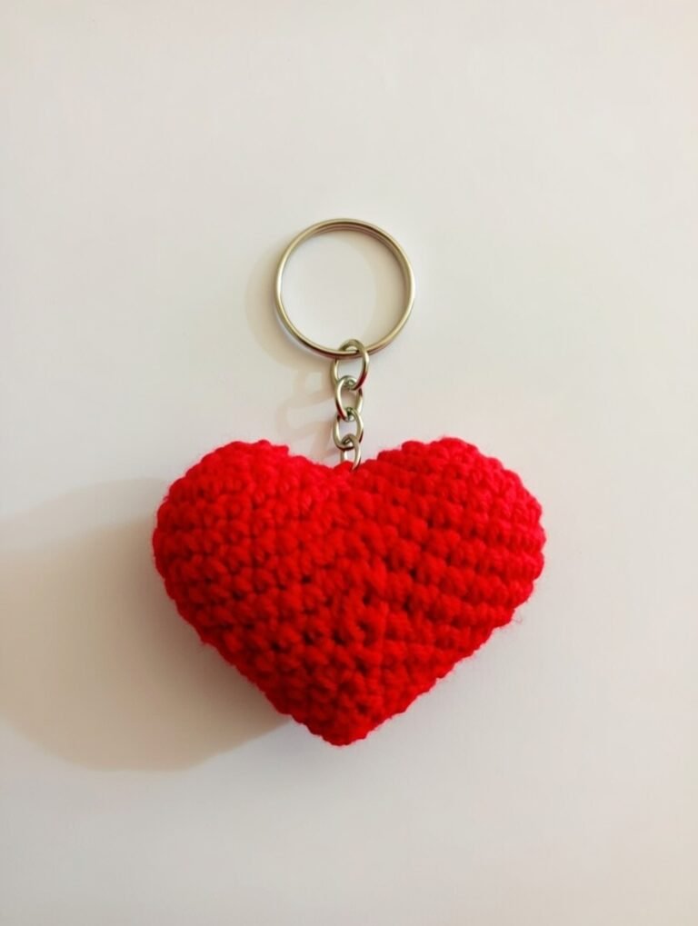 Handmade Crochet Heart Keychain