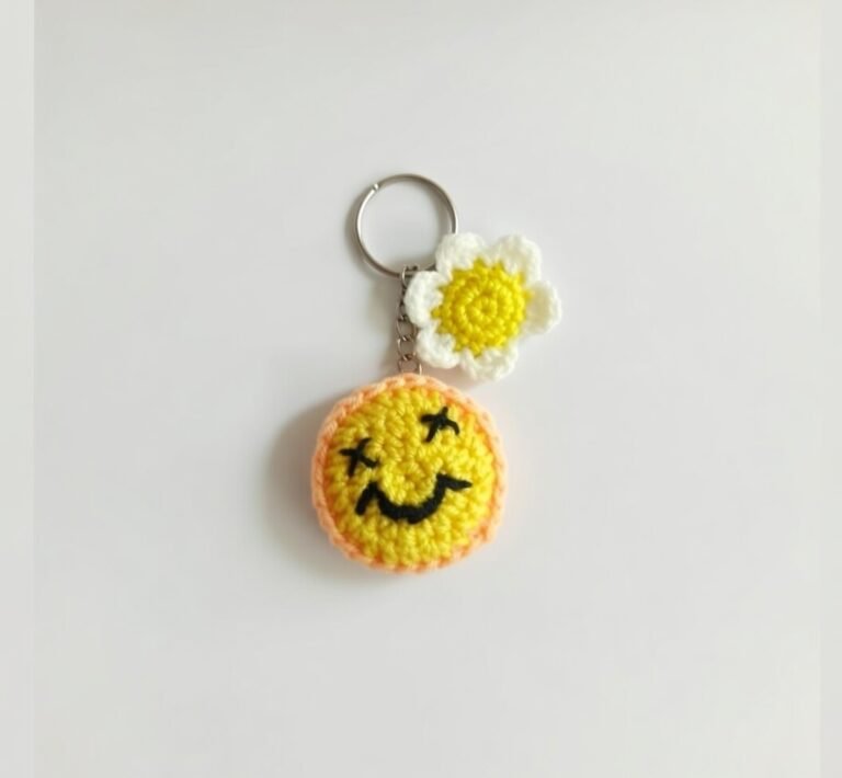 Handmade happy face keychain