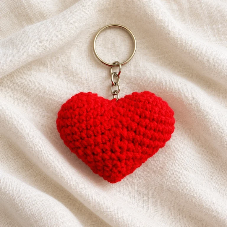 Handmade Crochet Heart Keychain