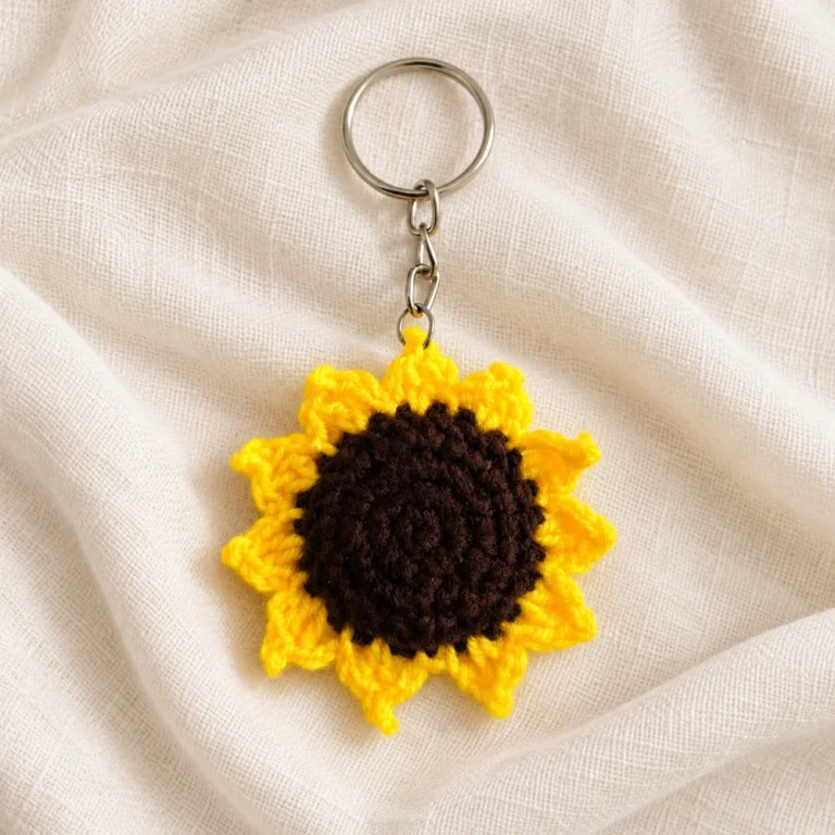 Crochet keychain in Sunflower Design